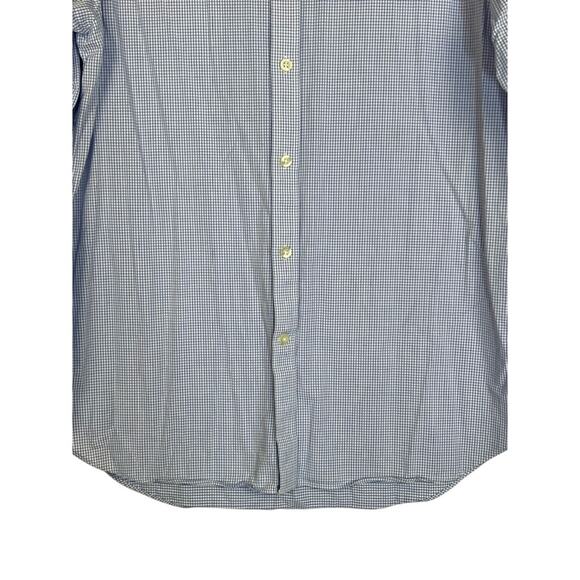 Mens Michael Kors Slim Fit Button Up Blue & White Gingham Collar Dress Shirt M - Picture 3 of 7